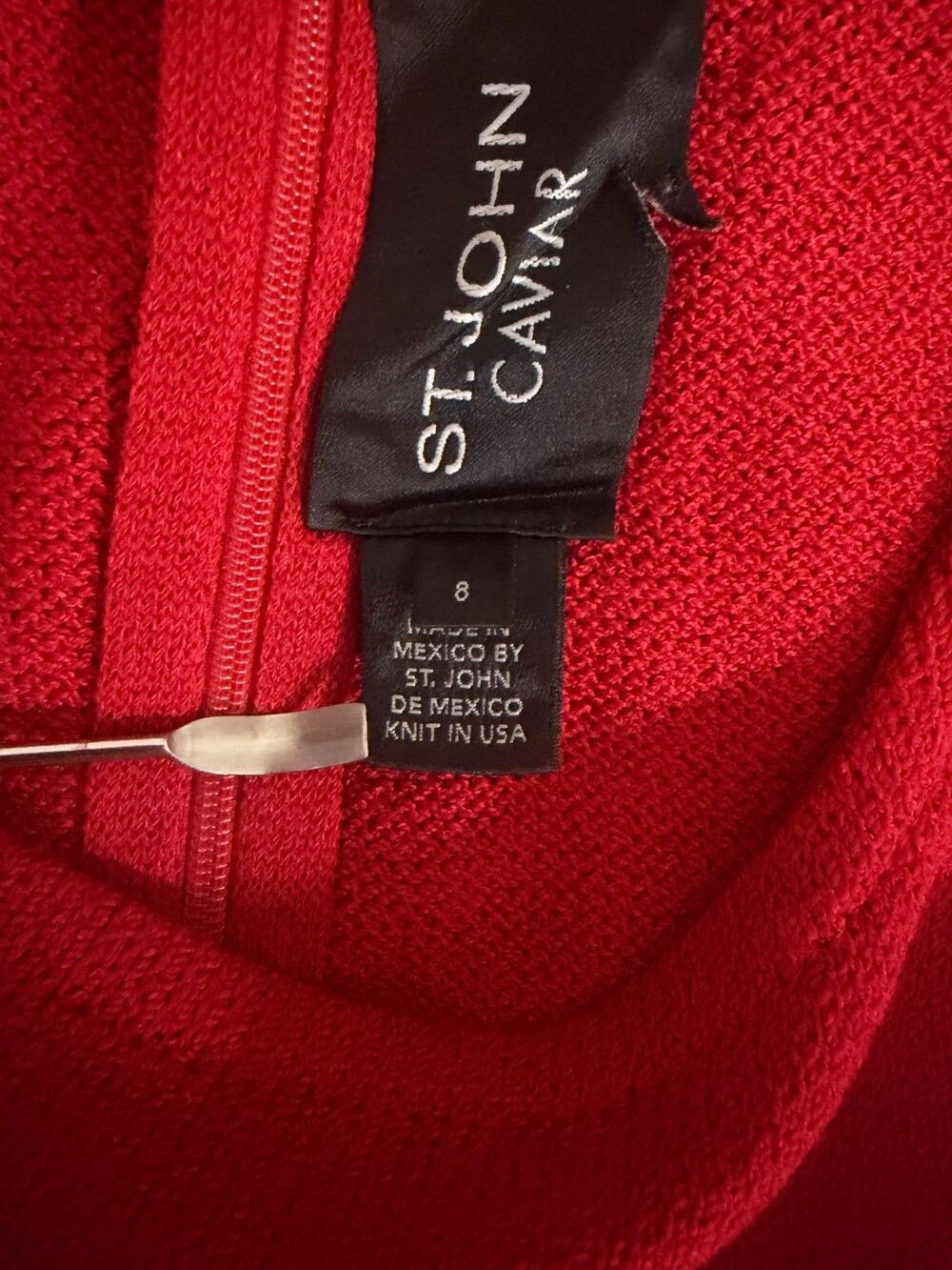 St John Caviar Red Knit Sheath Dress Sleeveless Wool Blend Size 8 USA - Picture 8 of 10